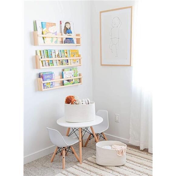 Set of 3 White Shelf Baskets for Organizing, Storage Baskets for Shelves, Square - Picture 5 of 7